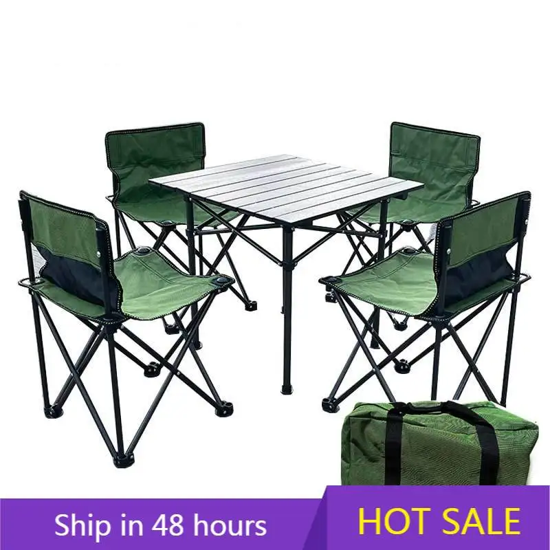 

YTYIN Modern Design 4-Chair Folding Camping Table Set for Outdoor Events Gym Exterior Workshop Bathroom Warehouse Dining Small T