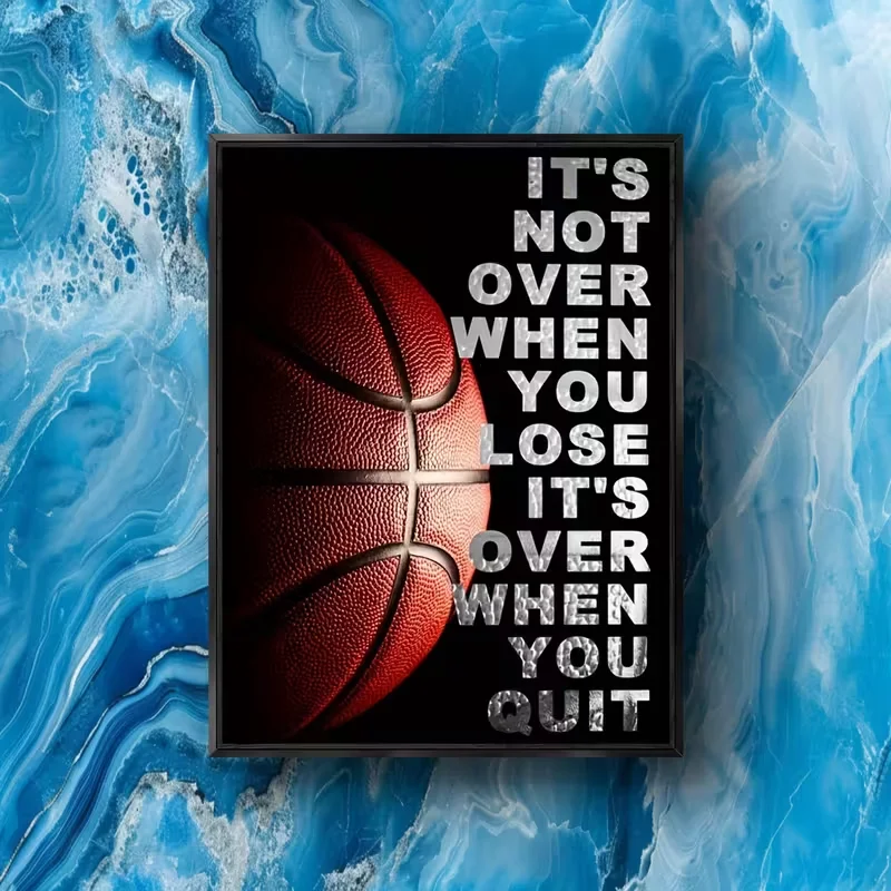 [2D Flat] 1pc, Motivational Quote Poster for Basketball Wall Decoration, Canvas Painting for Coaches And Athletes, Home Decor fo