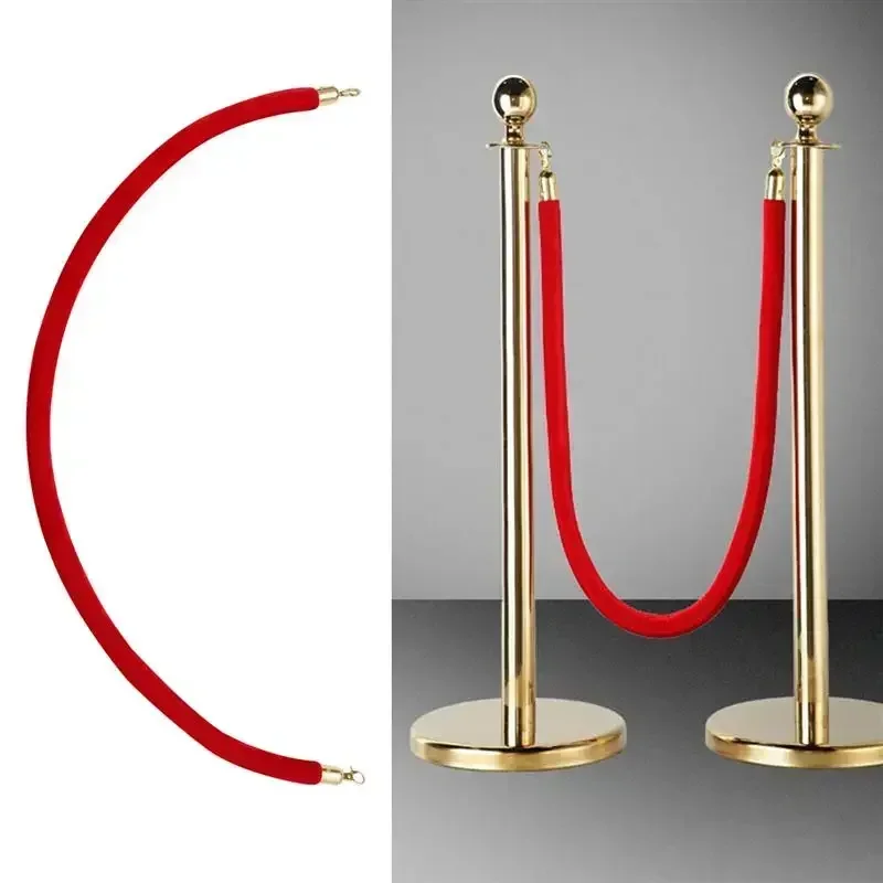 Crowd Control Rope Barrier Rope Industrial Hook Mirror Polished Self-Closing Buckle Velvet Cord 60 Inches Displays