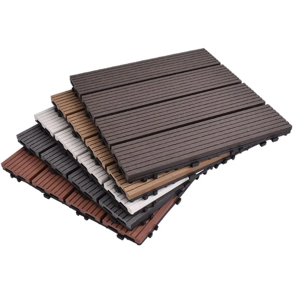 

Deck Tiles Outdoor Balcony Waterproof Floor, WPC Interlocking Splicing Deck Tiles, Suitable for Balcony Patios 11PCS/1m²