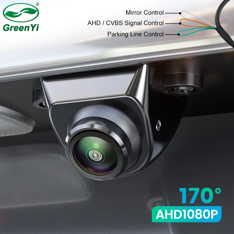 GreenYi AHD1080P Car Rear View Camera 360° Adjustable Mini Side/Front/Backup 170° Fisheye Night Vision Vehicle Reverse Universal