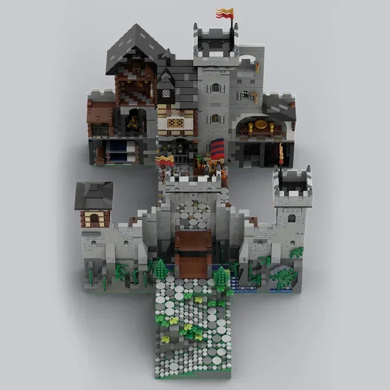 Moc อาคารอิฐทหาร Fortress รุ่นขนาดใหญ่สีเทาปราสาทเทคโนโลยี Modular Blocks ของขวัญของเล่นคริสต์มาส DIY ชุดประกอบ