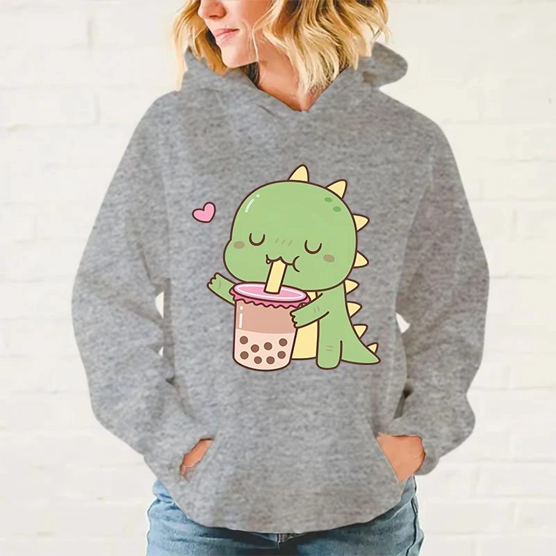 New Fashion Autumn And Winter Sweatshirts Cute Cartoon Dinosaur Printing Hoodies Fashion Women Men Streetwear Long Sleeve Topss