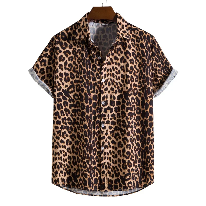 Leopard Print 3D Sports Quick-dry Breathable Men Women Shirts Outdoor Sports Casual Vacation Street Hawaiian Beach Short-sleeve