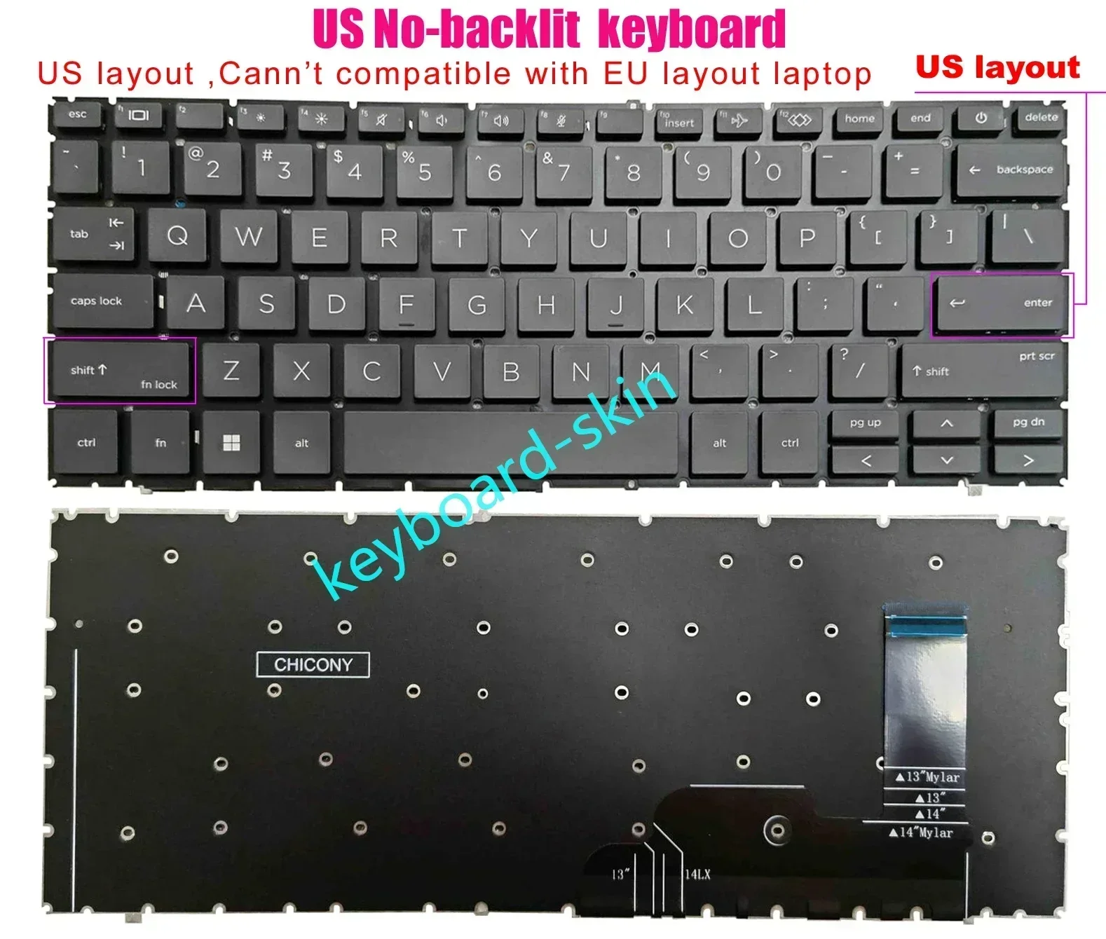 New US No-Backlit Keyboard For HP EliteBook 1040 G9,1040 G10,X360 1040 G9 2-in-1,1040 G10 2-in-1,Zbook Firefly 14 inch G9 G10