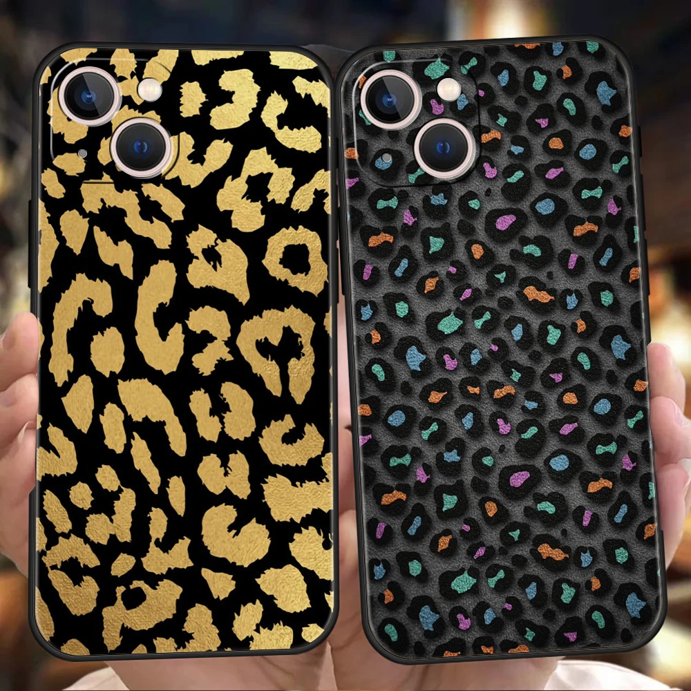 Phone Case Cover for iPhone 16/15/14/13/12/Pro/Max/11/Pro/Max/7/8/Plus/XS/16E Shockproof Soft TPU Shell Leopard Print Pattern