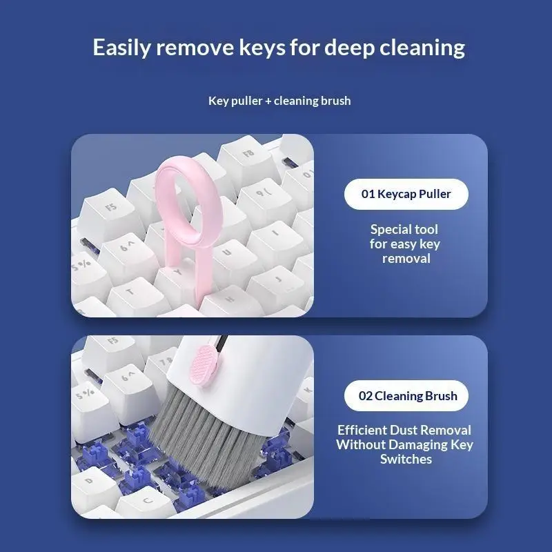 New 7 In 1 Laptop Keyboard Cleaning Kit Computer Keyboard Cleaner Brush Earphones Cleaning Pen Phone Keycap Screen Puller Set