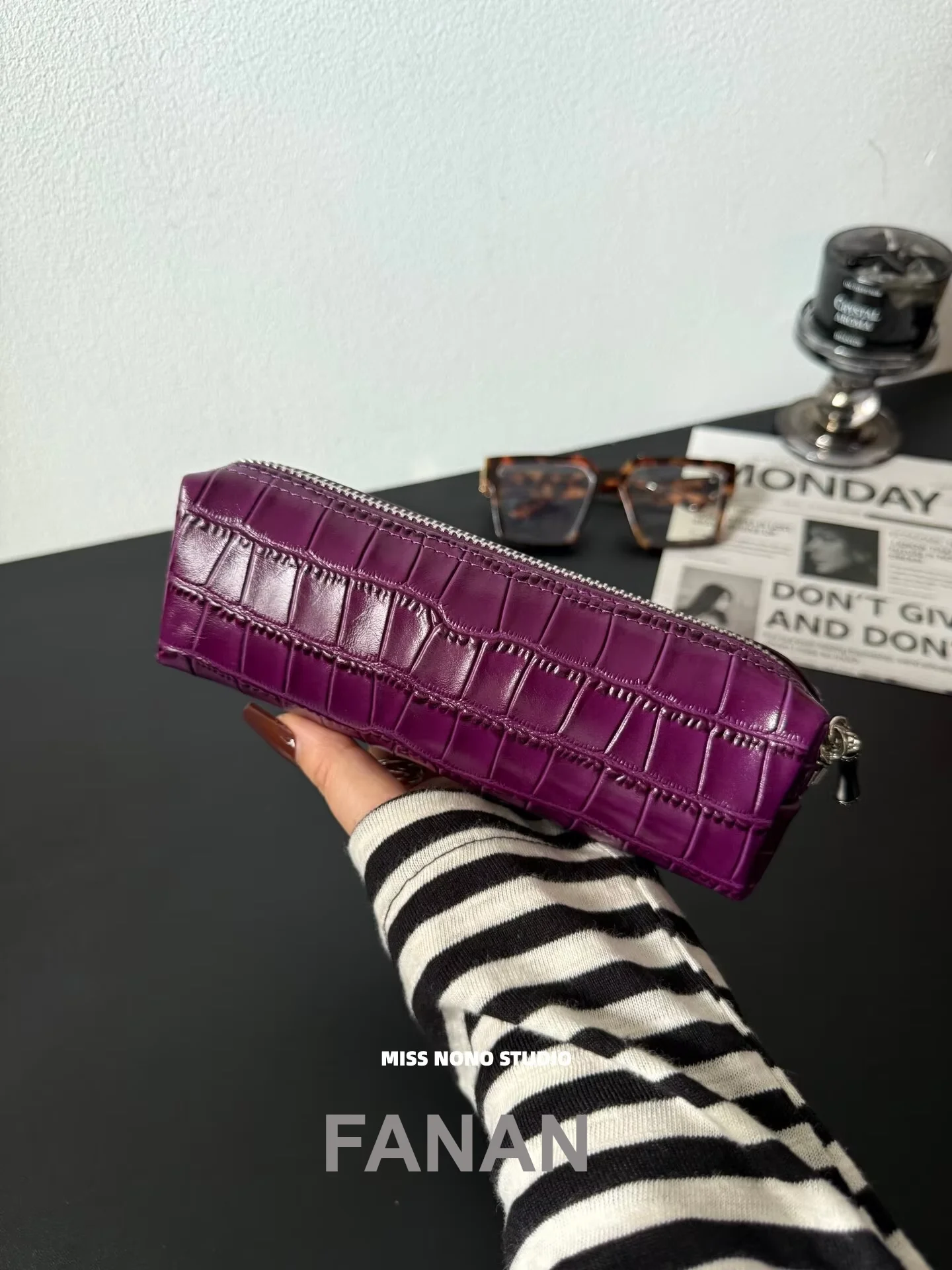 Luxury Designer 2026 New Organizer,Himalayan Crocodile Pattern Cowhide Makeup Brush Storage Bag Portable Pencil Bag Storage Bag