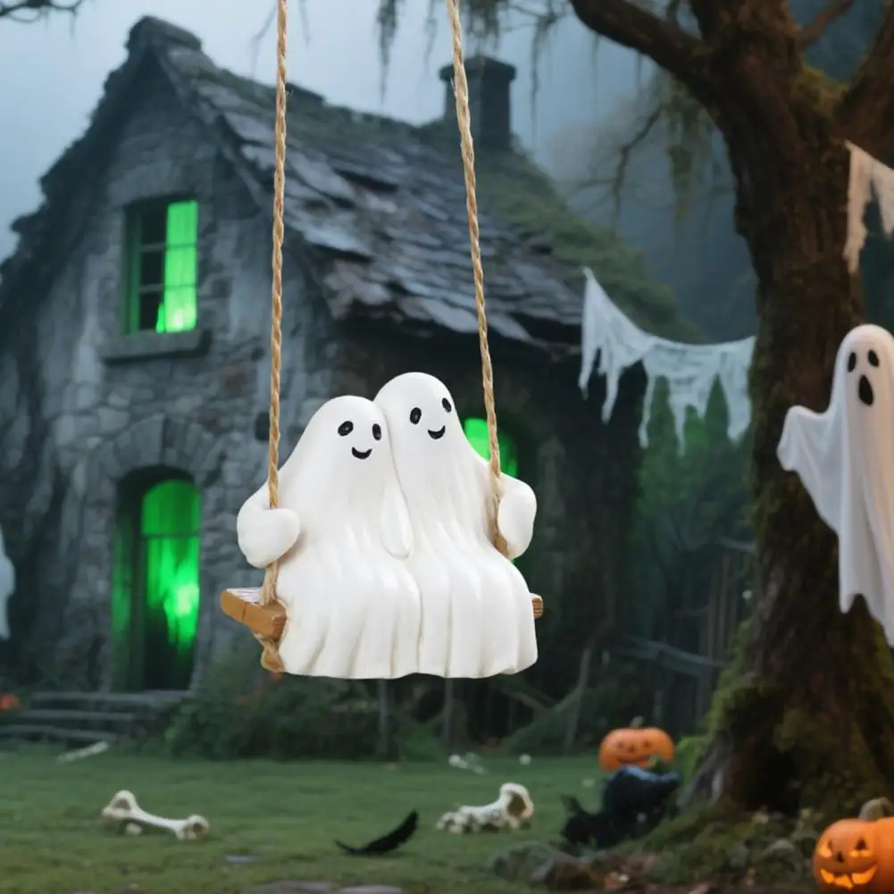 

Swing Ghost Figurine Halloween Ghost Hanging Decoration Resin Ghost Couple Ornament For Indoor Outdoor Garden Patio Porch Decor