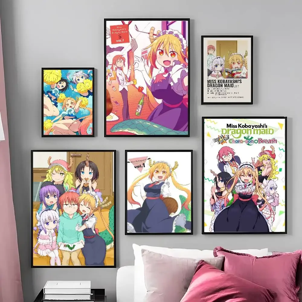 Miss Kobayashis Dragon Maid Poster Art With Prints Home bedroom living room decoration gift