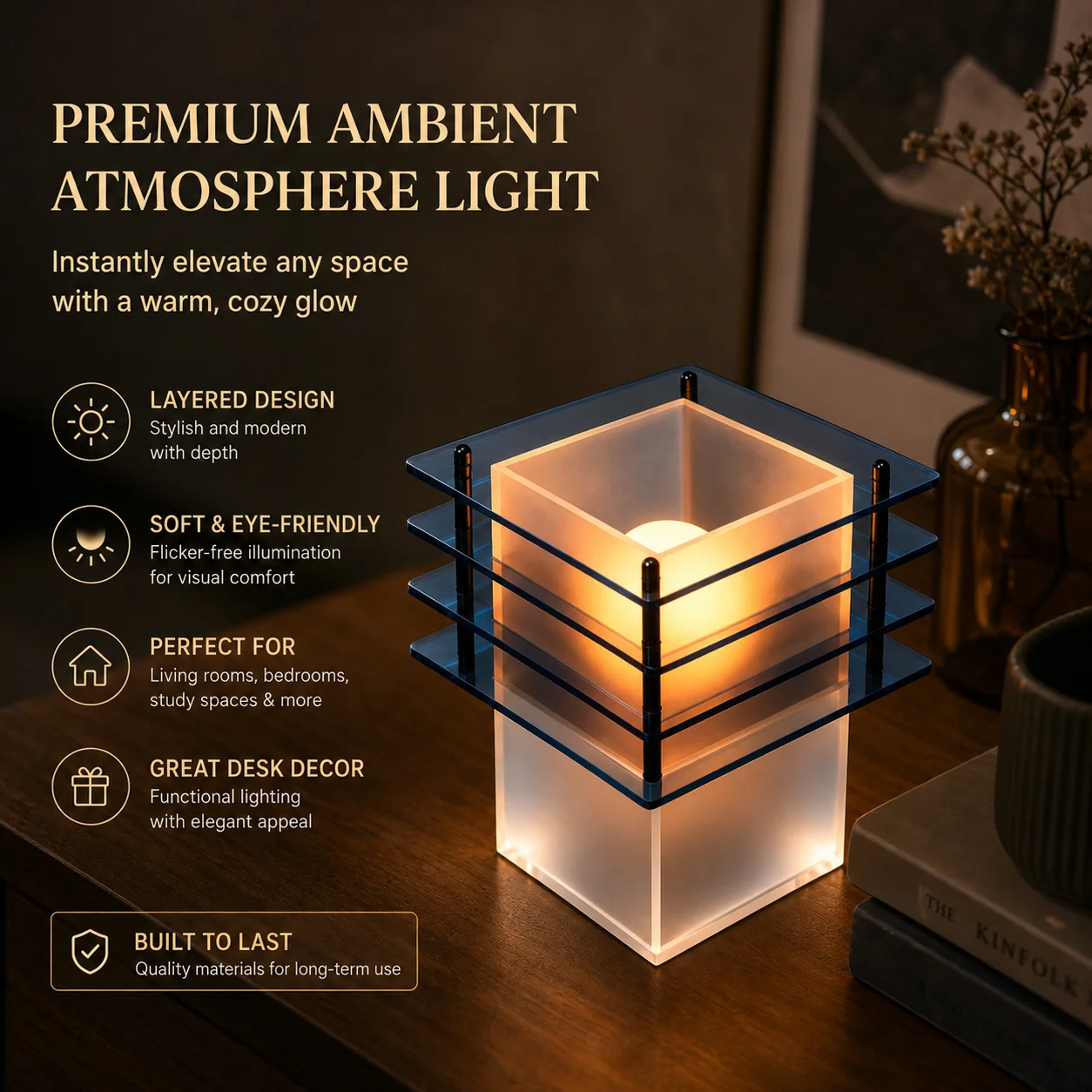 WWPPU Acrylic Layered Lamp, Creative Desktop Table Lamp, Bedroom Night Light for Home & Gift