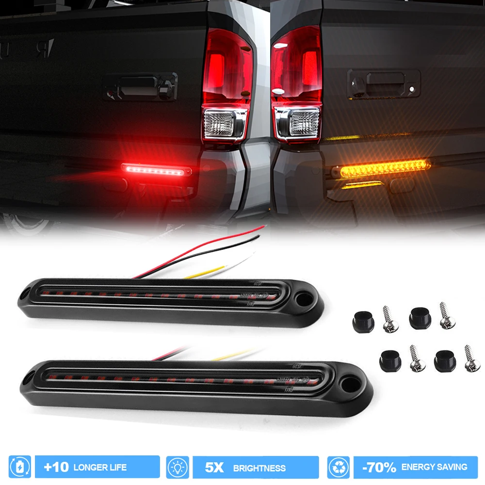 

Universal LED Tail Brake Warning Light Side Marker Turn Signal Fog Strip Lamp for Trailer Pickup Truck Lorry Van Cars Red Amber