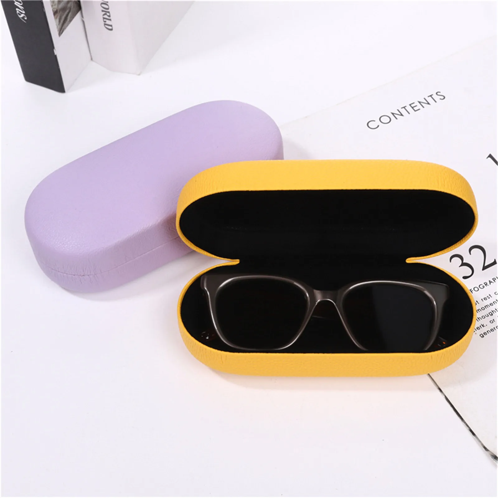 Fashion Sunglasses Case PU Leather Hard Shell Reading Glasses Box For Men Women Anti-pressure Eyeglasses Protector Storage Case