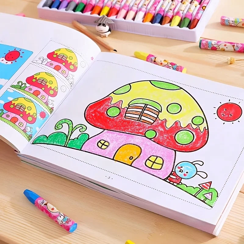 48 Pages Creative Doodle & Coloring Book Interactive Early Learning Sketchbook with Colorful Cartoon Animals Cute Sketchbook