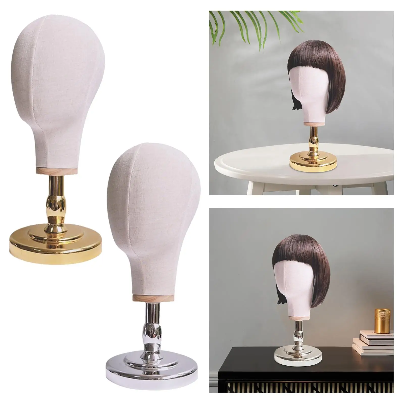 Tête de Mannequin de Nuit en Toile, Autoportante avec Support en PVC, Porte-Perruque, Chapeau en Tissu T1 pour Coiffure, Casquette de Salon