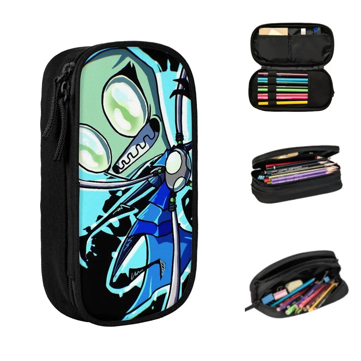 Invader Zim 10 Pencil Cases Large Storage Pen Bags Pen Box Pencil Pouch For Boys Girls Students Stationery School Office