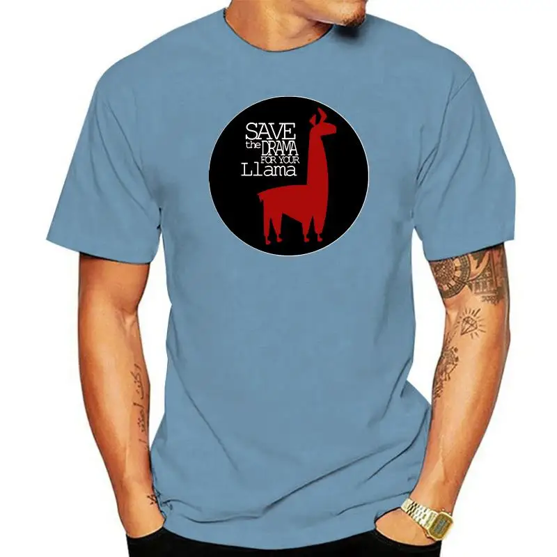 Pre-Cotton Tee Shirt For Crew Neck Men Save The Drama For Your Llama Short-Sleeve Gift Shirts