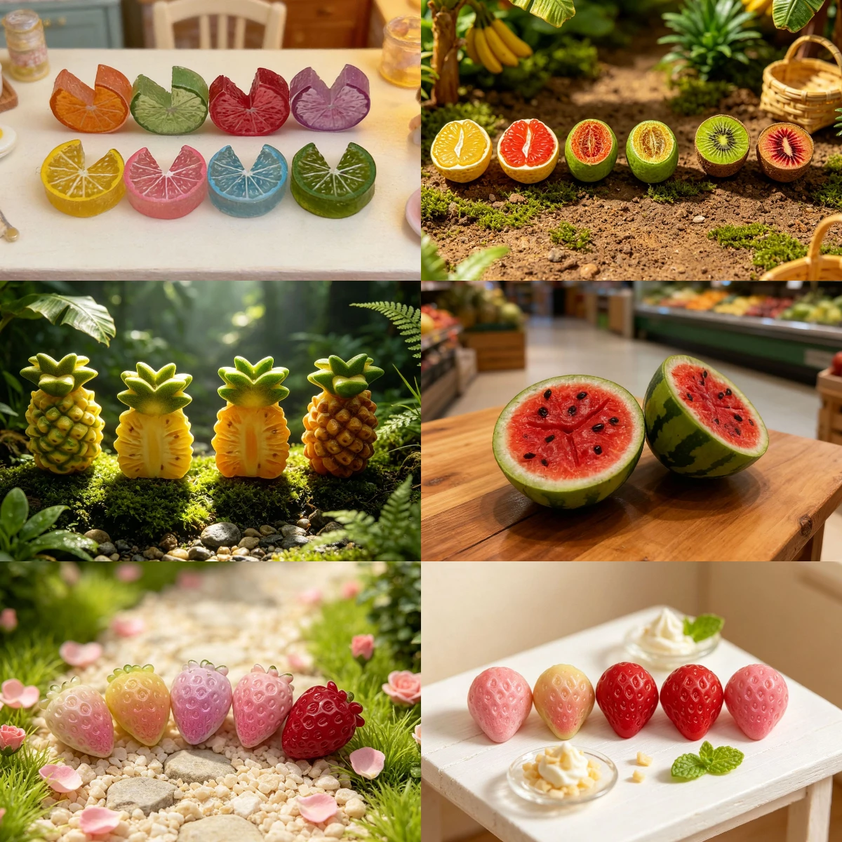 100pcs Wholesale Simulation Fruit Lemon Watermelon Pineapple Strawberry DIY Accessories for Keychain Doll House Decor Mini Craft