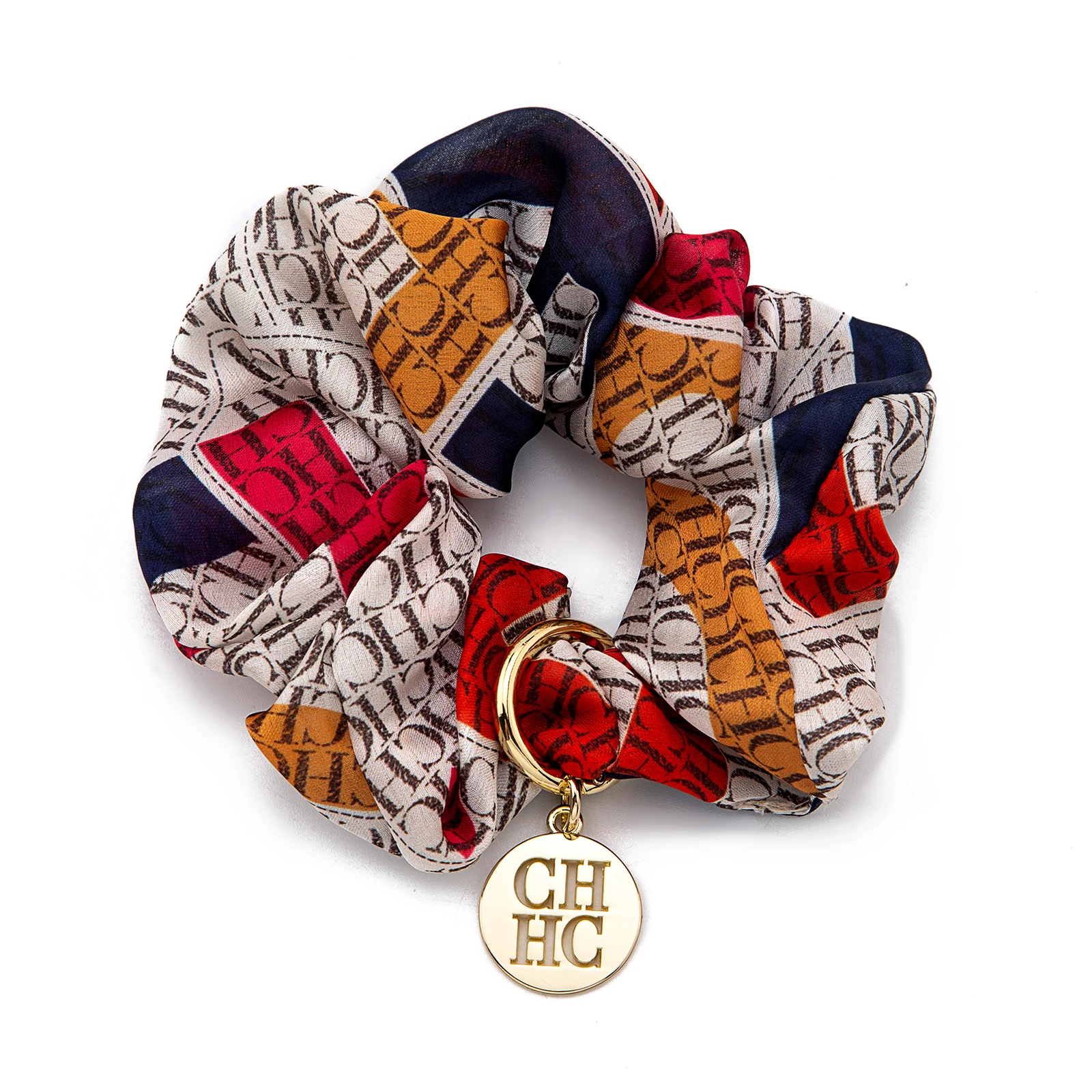 

Резинка для волос CH Vibrant Print с подвеской, эластичная, модная, роскошная, для повседневного использования и вечеринок, стильная повязка для волос