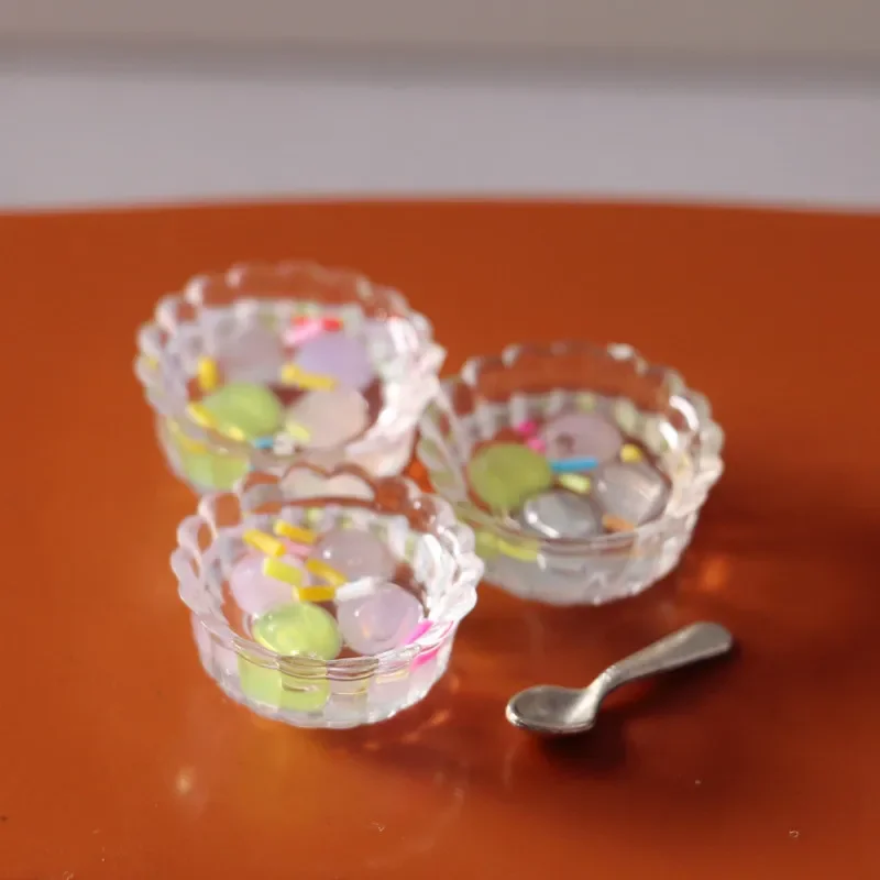 Three-piece Dollhouse Ob11 Food Mini Crystal Sweet Dumplings Miniature Items High Tea Dessert BJD Dolls House Accessories Toys