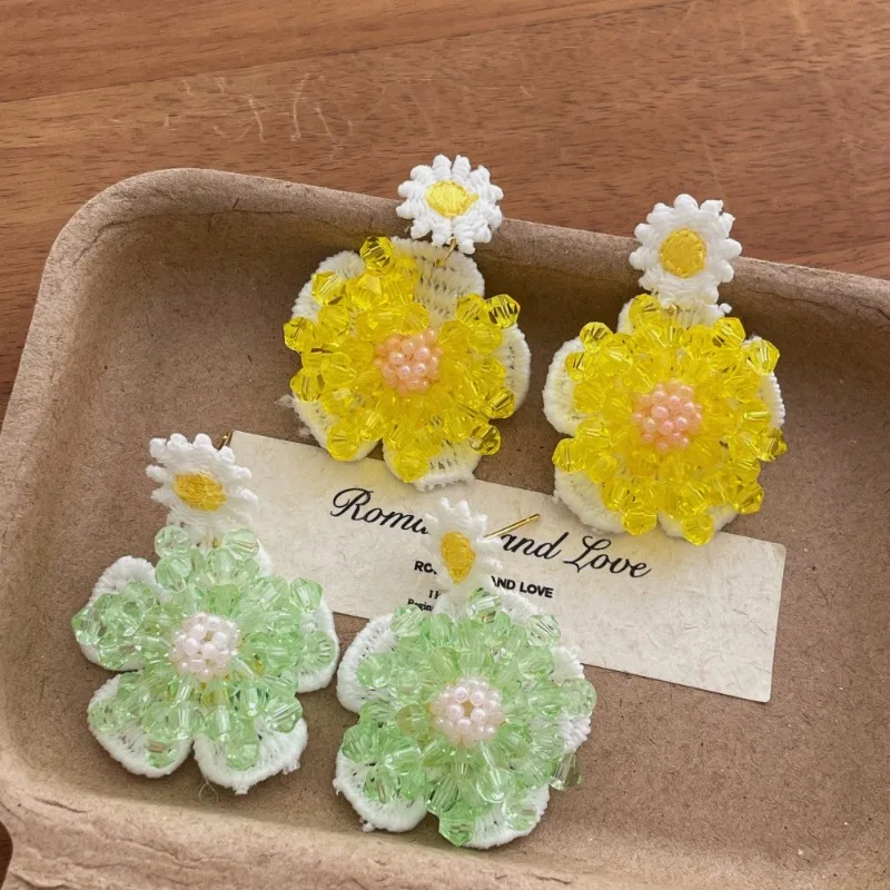 

Minar Fantasy Candy Color Miyuki Glass Beads Daisy Flower Petal Hanging Dangle Earrings for Women Handmade Holiday Party Jewelry