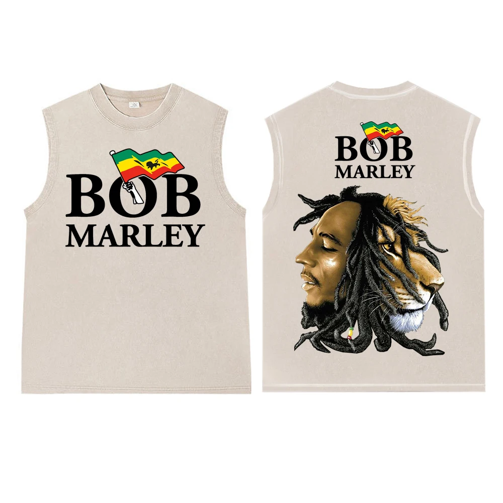 Bob Marley Washed Vest T-Shirt Man Woman Streetwear Tops Gift