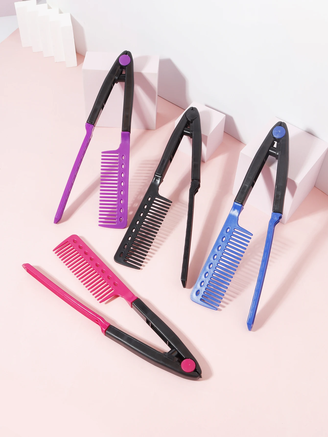 Glatthaarbürste, V-förmiger Glätteisen, glättendes Haar, geeignet für Friseursalons, speziell für Echthaarperücken