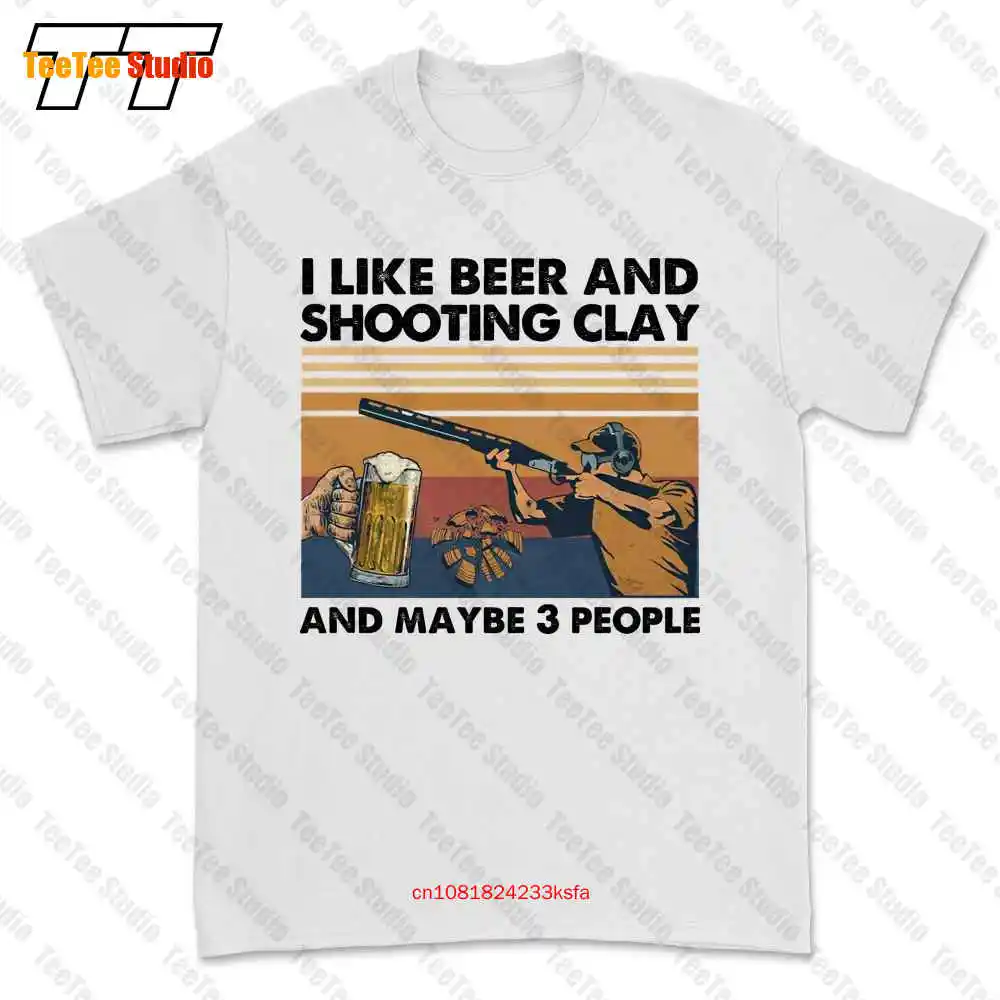 I Like Beer and Shooting Clay Tee, T-shirt para 3 Pessoas Cerveja e Bêbado, PR5N