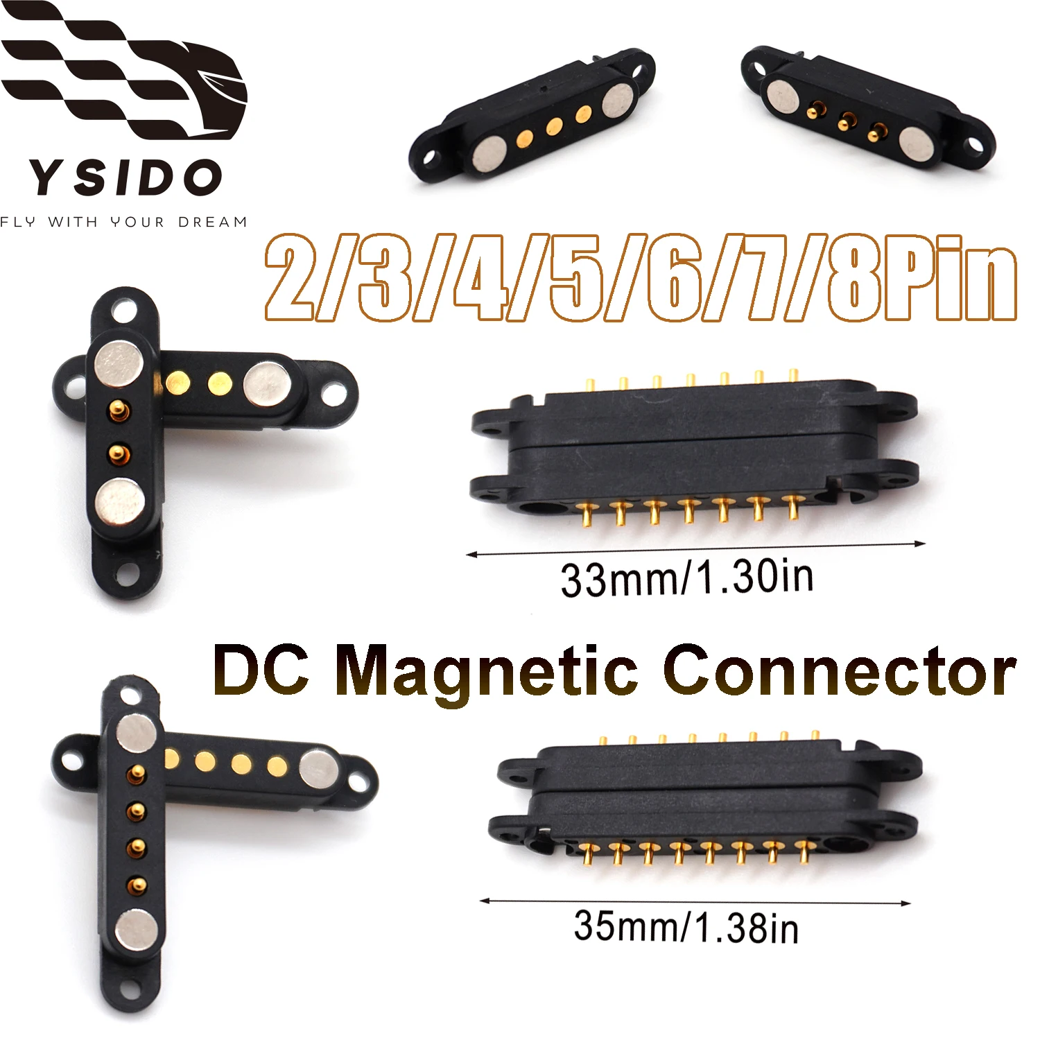 1Pair Waterproof Magnetic Pogo Pin Connector 2Pin 3Pin 4Pin 5Pin 6Pin 7Pin 8Pin With Ears Magnetic Male Female Connector Plug
