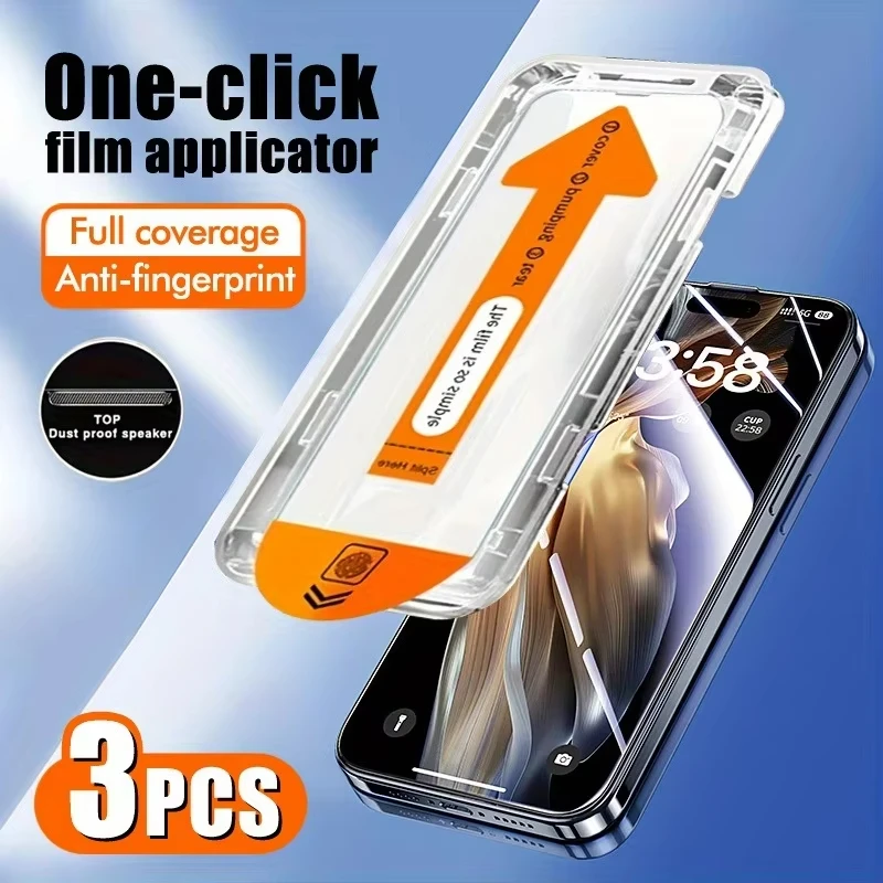 HD-Displayschutzfolien für iPhone 17 16 Pro Max 15 14 Plus 13 12 Mini 11 XS XR 9H gehärtetes Glas mit staubfreiem, einfacher Installation