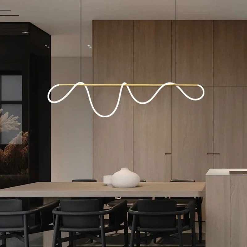 Italiano Minimalista Lustre Sala de estar Criativo Bar Quarto Linha Restaurante Led Light Pendurado Iluminação DIY Lâmpada Pingente Casa