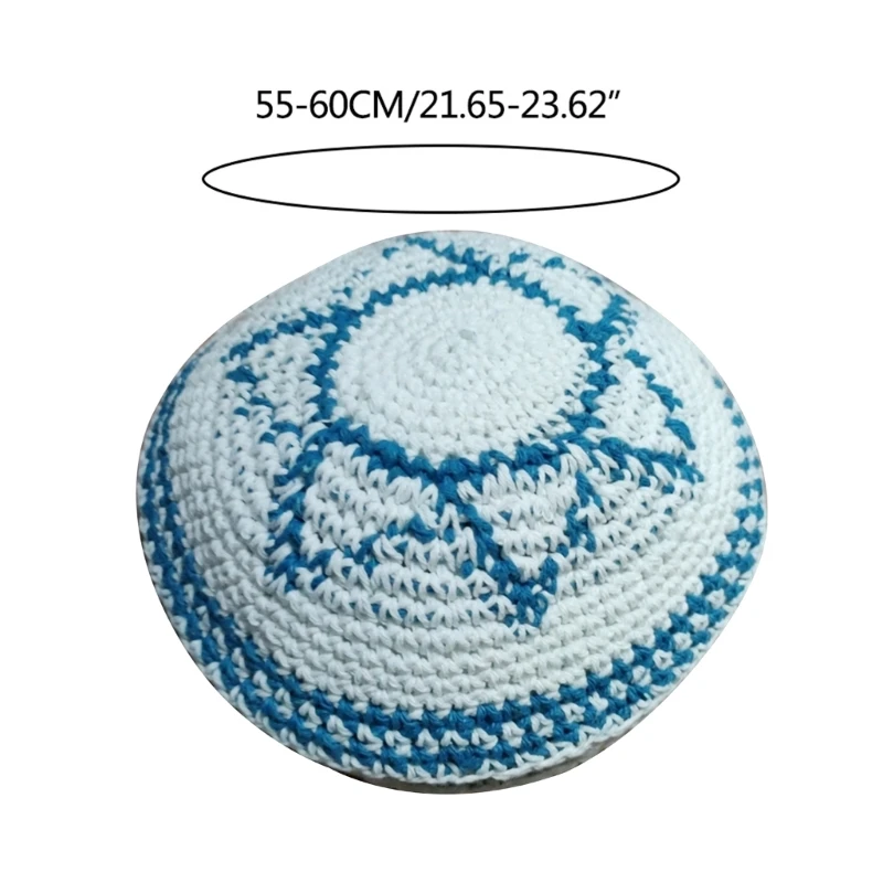 Flat Top Jewish Kippah Hat Embroidery White Yarmulke for Women Men Breathable Traditional Hat for Religious Wholesale