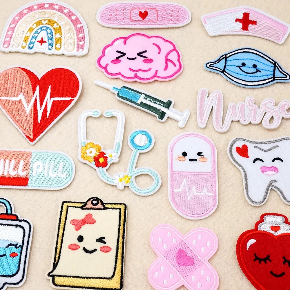 Nurse Hospital Capsules Cloth Mend Decorate Iron on Patch Clothes Apparel Sewing Decoration Applique Sew on Patches for Clothing