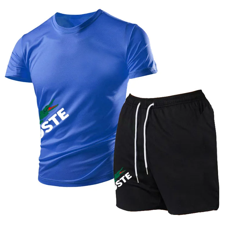 2024 nuova tuta sportiva da uomo estate tuta da jogging da uomo manica corta t-shirt + pantaloncini tuta ad asciugatura rapida 2 set di pantaloni