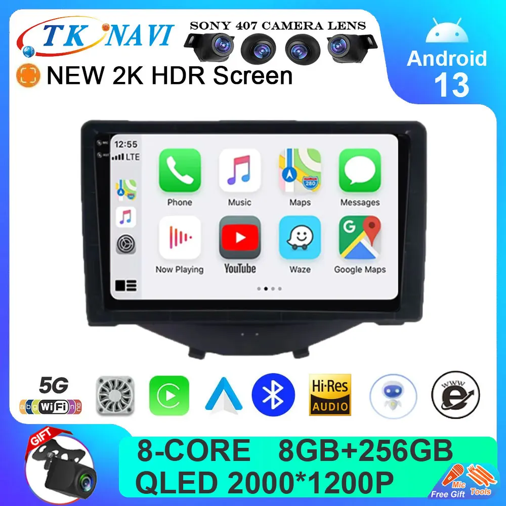 

Android 13 For Toyota Aygo Peugeot 107 Citroen C1 2015 Car Radio Central Multimedia DLEP Screen GPS Car Stereo Android Auto WIFI