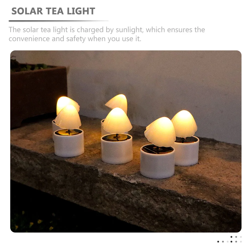 

6pcs Solar Tea Lights Mushroom LED C Outdoor Lights Garden Decoration Flameless Tealight Safe Use