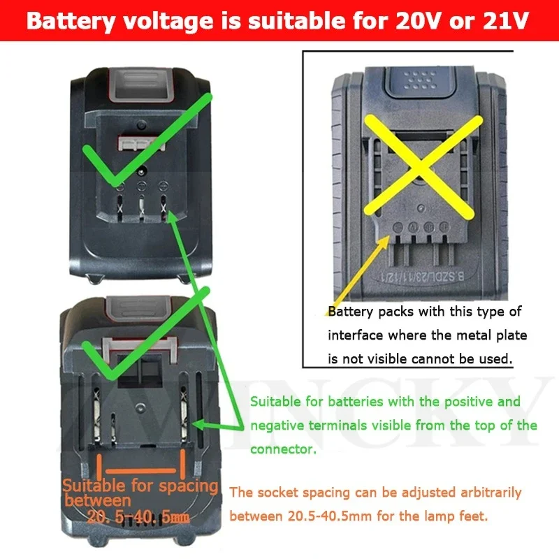 LED Work Light For Makita Milwaukee Bosch Dayi Lomvum Zhipu 18V Li-ion Battery Interchangeable Portable Emergency Lighting