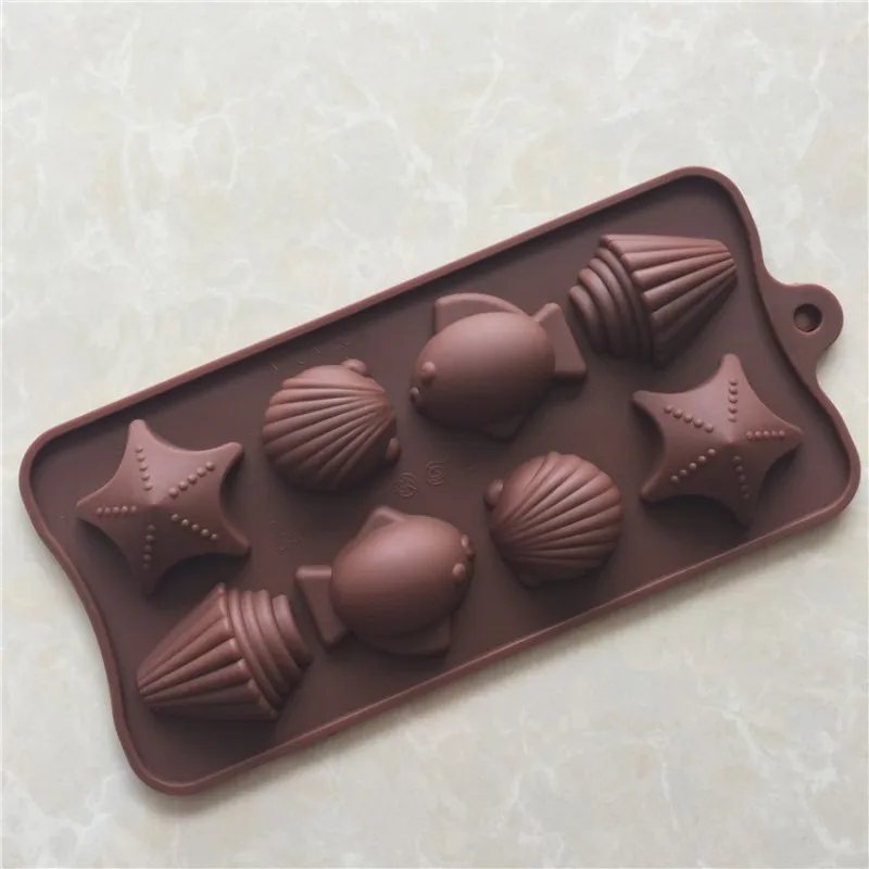 New Marine Biological Chocolate Silicone Mold Shell Starfish Candy Cake Decoration Tool Biscuit Pudding Baking Epoxy Resin Molds