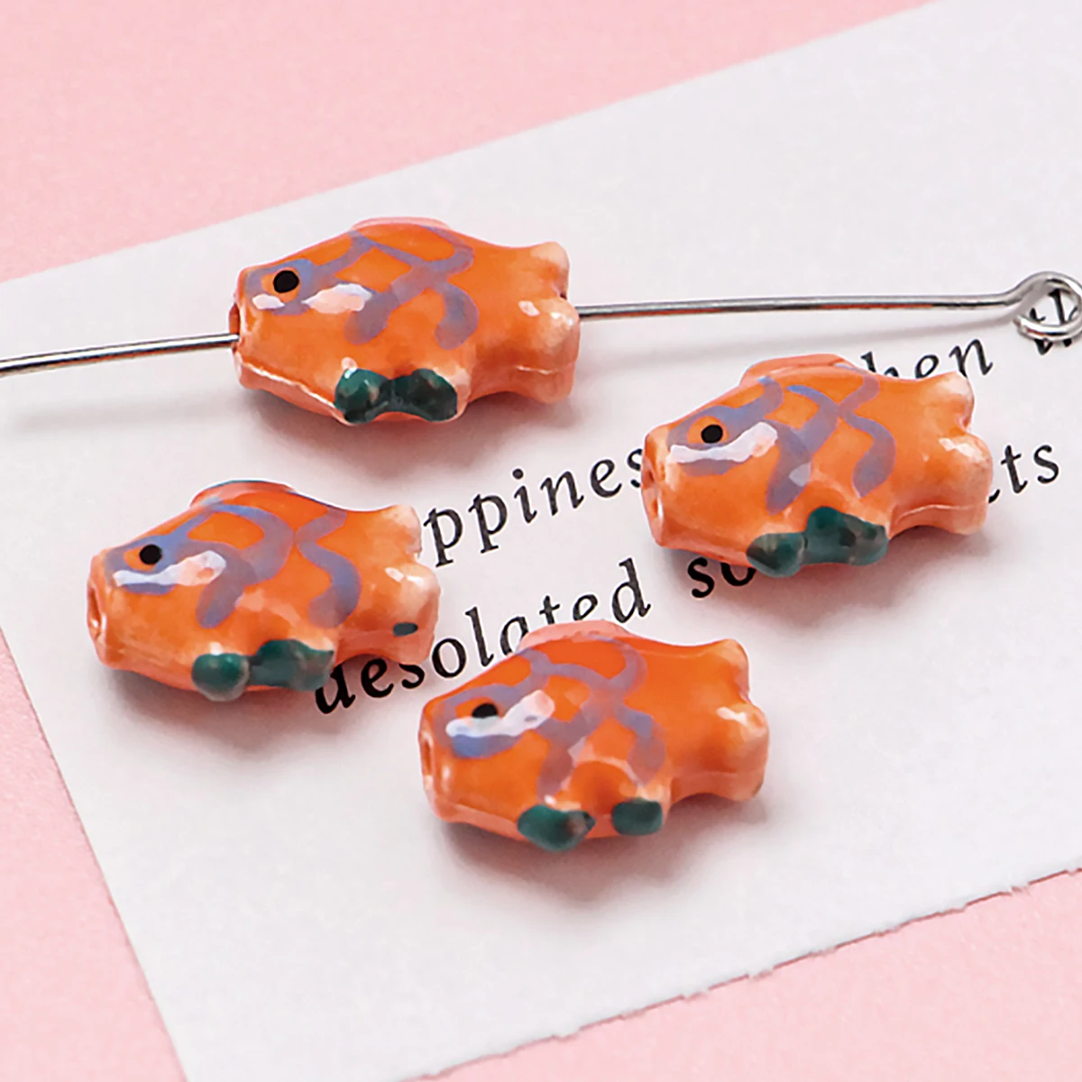 15x12mm Orange Fish Ceramic Beads Hand-Paint Graffiti Procelain Bead Chain Bracelet Necklace Earring DIY Accessories