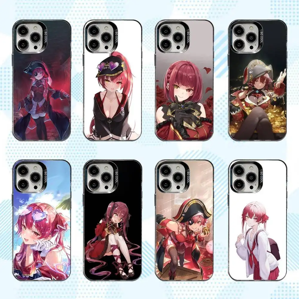 

H-Houshou Marine H-Hololive Phone Case For iPhone 16,15,14,13,12,11,Mini,Pro,SE,MAX White Matte Shockproof Cover
