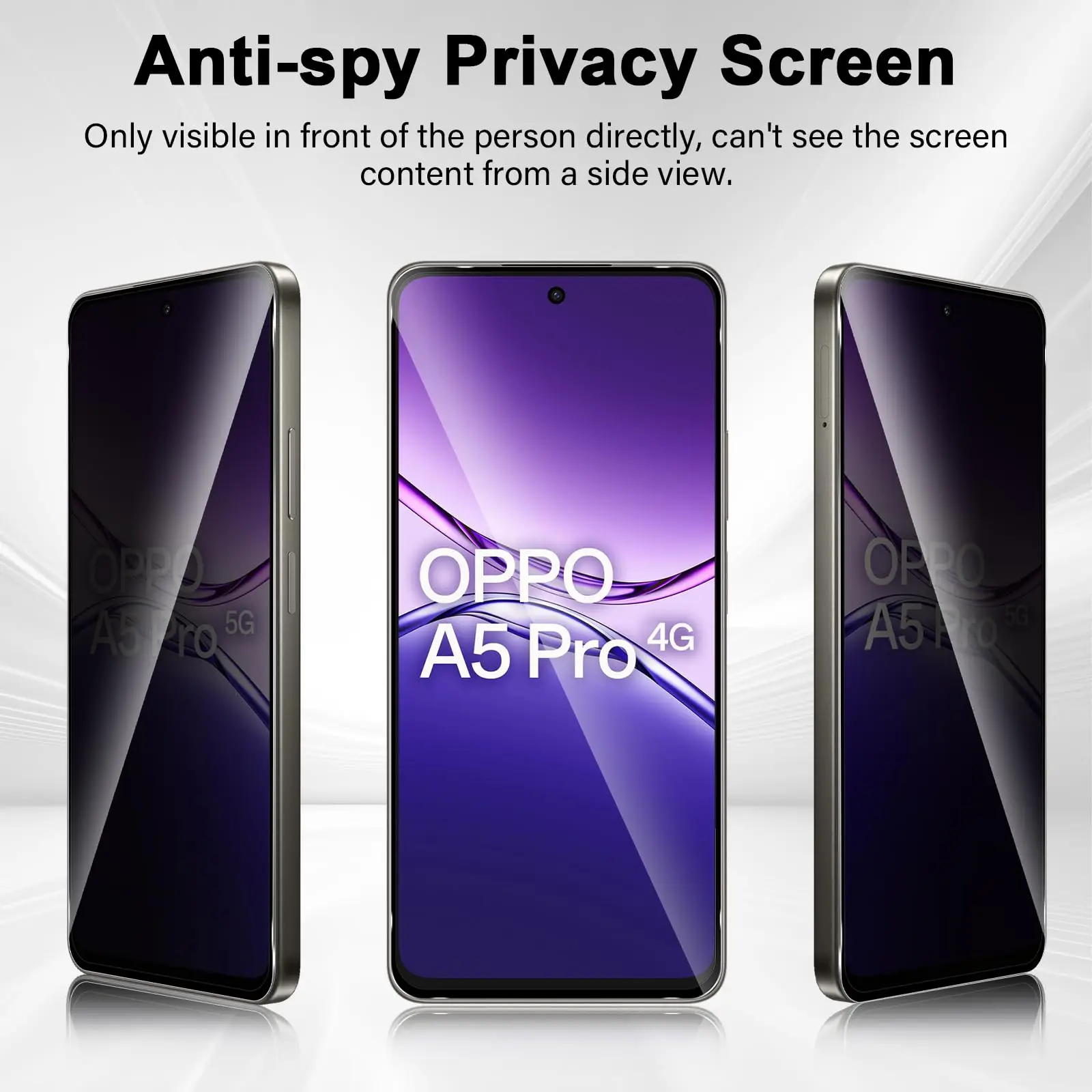 

For OPPO A5 Pro 4G 5G Anti Spy Screen Protector Privacy 9H Tempered Glass Anti Scratch Peep Case Friendly