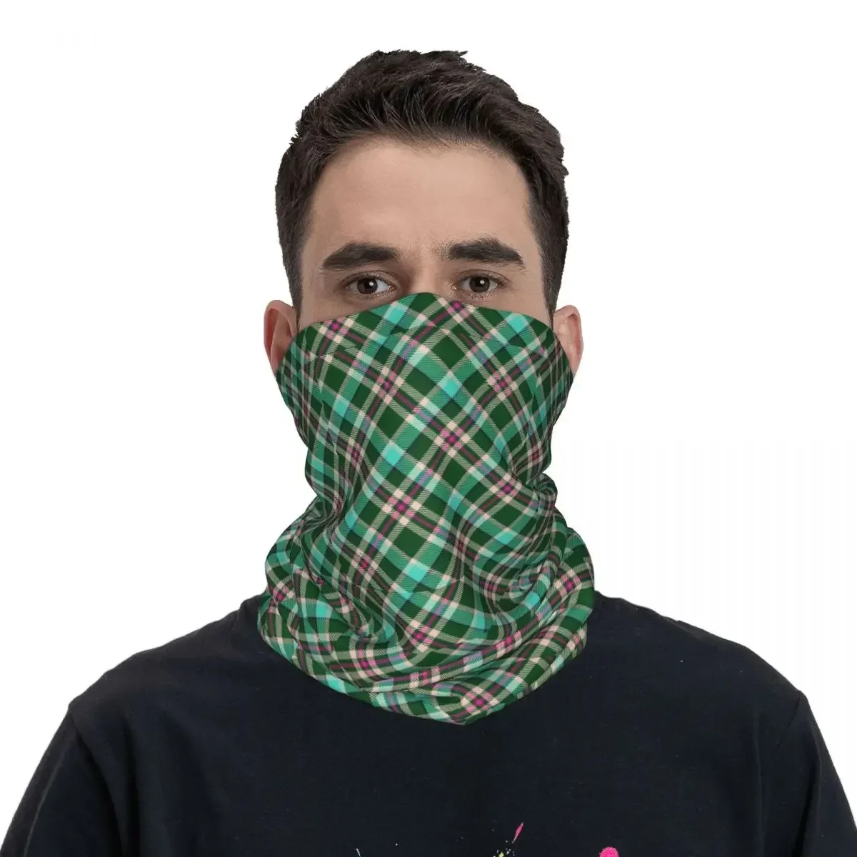 Unisex xadrez tartan padrão bandana, tampa do pescoço, impresso lenço mágico, multifunções balaclava, ciclismo, adulto, outono, inverno