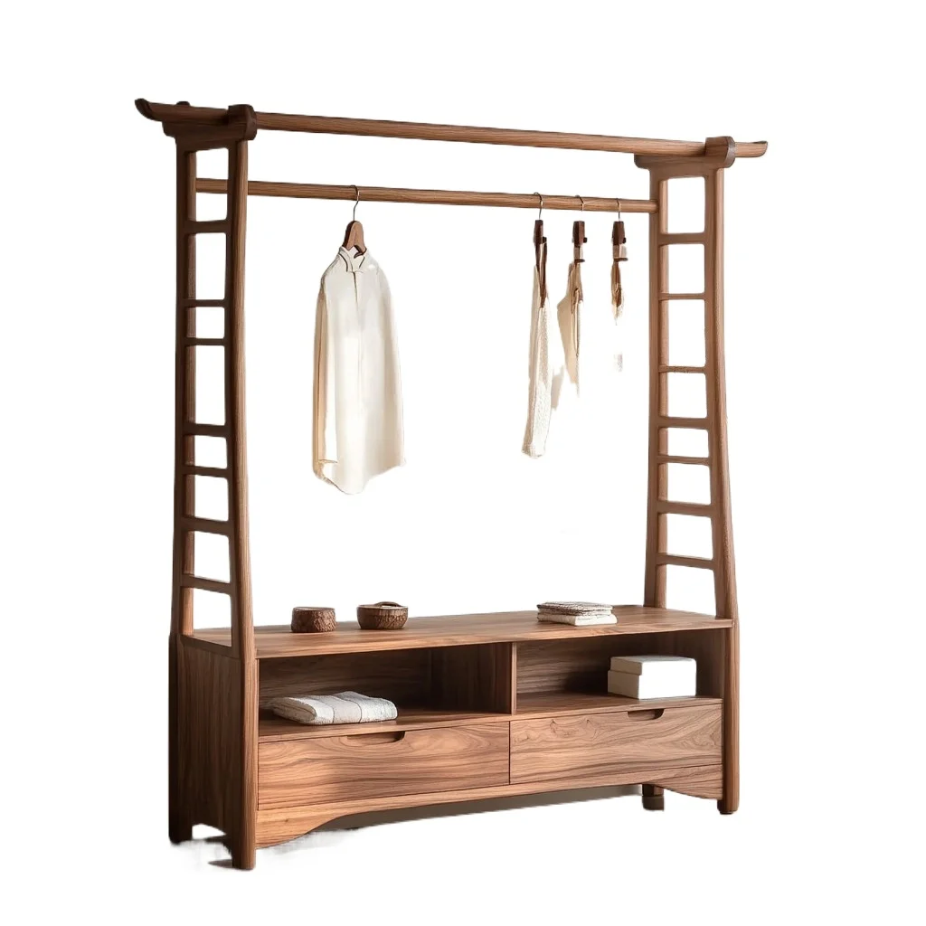 

Вешалка для одежды из цельного дерева, напольная стойка, простой шкаф для обуви в гостиной, встроенная вешалка для одежды