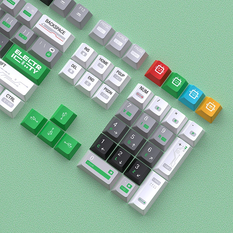 

Электронные кейкапы для механической клавиатуры 128 клавиш, PBT, пятисторонняя сублимация, оригинальные, стандартной высоты, полный комплект.