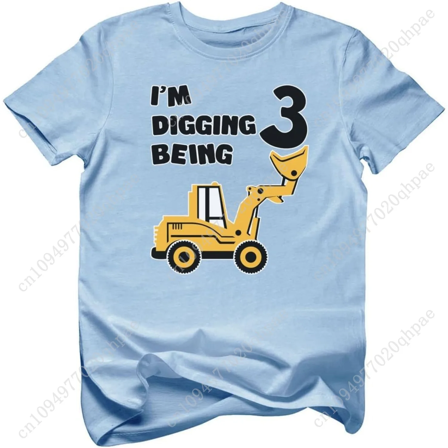 เสื้อยืด Tstars I'm Digging Being 3 -ชุดวันเกิดครบรอบ 3 ปีพร้อมรถขุด - เสื้อยืดลายก่อสร้างสำหรับเด็กผู้ชายวัยเตาะแตะ