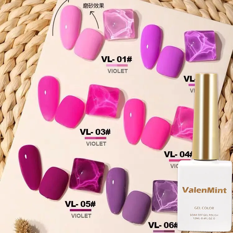 

Pink Purple Solid Color Nail Gel Bright Pretty Nail Gel Polish Summer Elegant Popular Manicure Decoration Fashionable Nail Gels