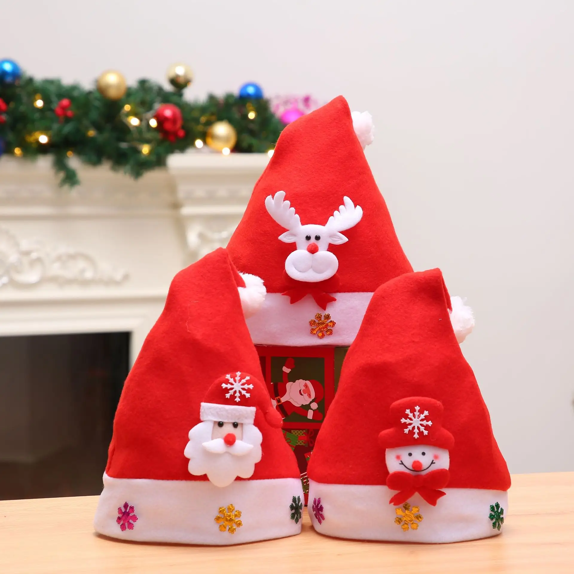 Christmas Hats 2023 New Year Santa Claus  Snowman ElK Cap For Party For Kids Children Adult Xmas Gift Decoration