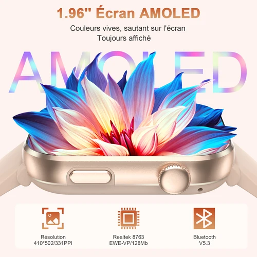 Imagen 2 del producto 2025 nuevo reloj inteligente Blackview R60 pantalla AMOLED HD de 1,96 pulgadas reloj inteligente para hombres y mujeres monitoreo de salud reloj deportivo para Android IOS