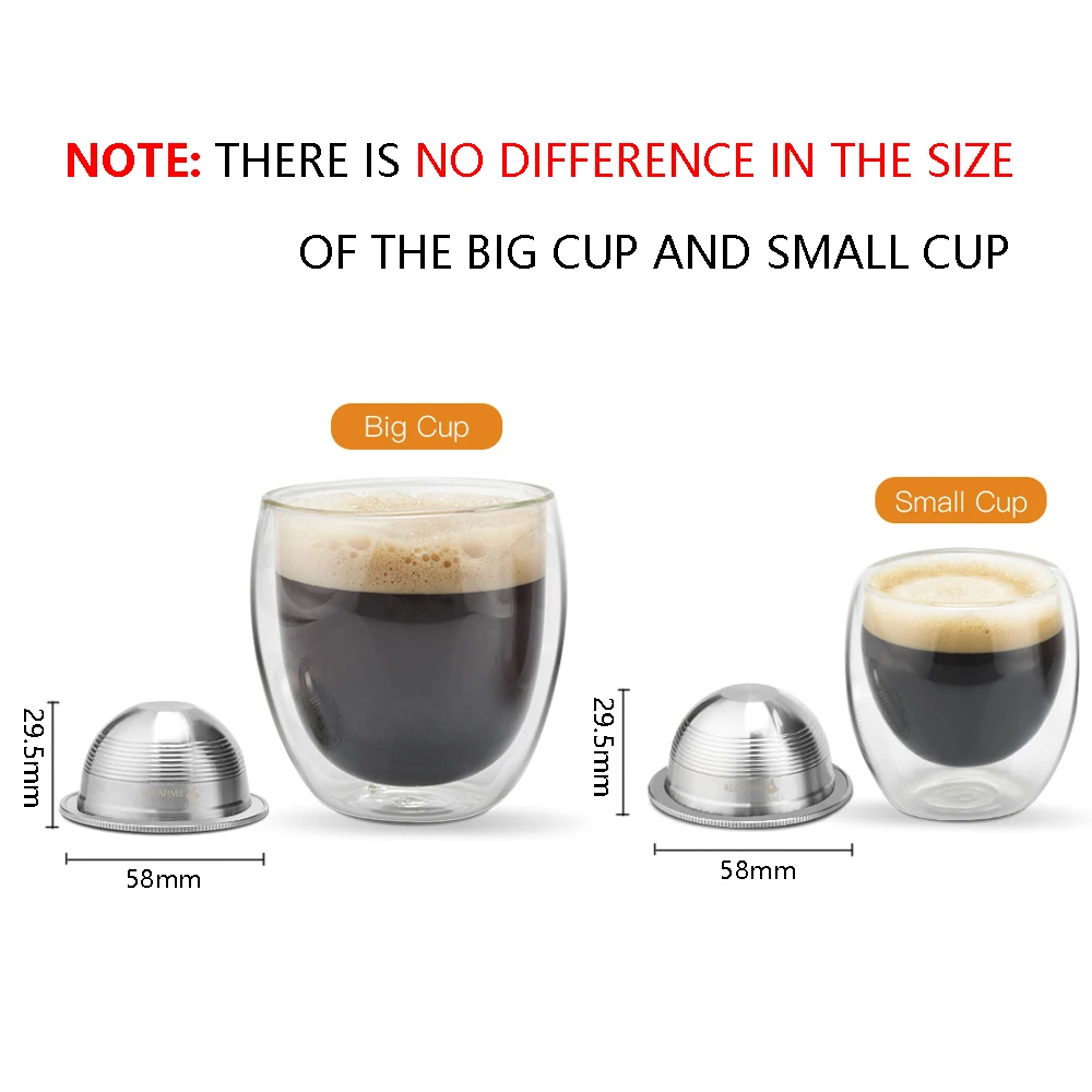 RECAFIMIL Crema Refillable Coffee Capsule Pod  for Nespresso Vertuoline Plus & Delonghi ENV150 Stainless Steel Coffee Filter