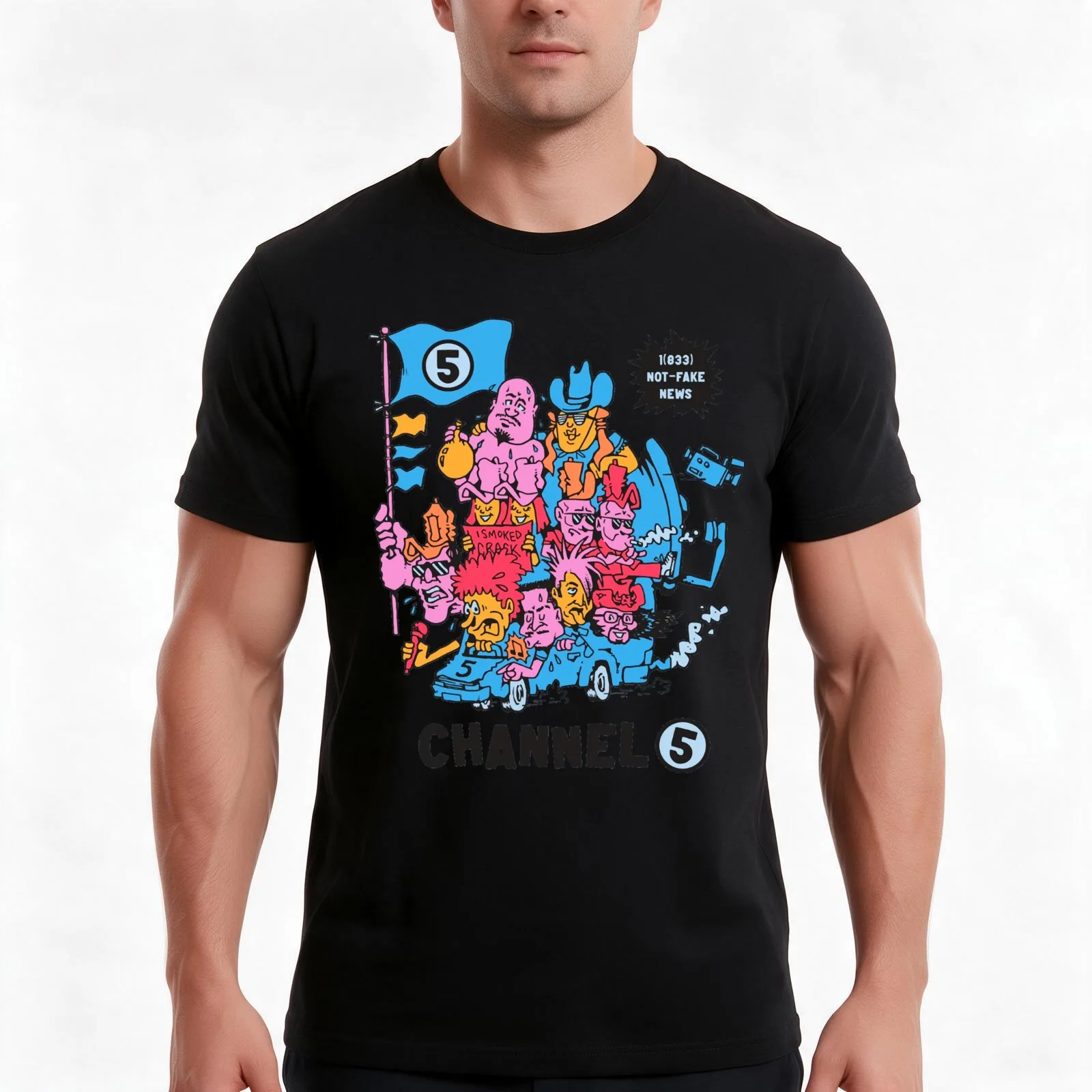 Channel 5 racing you your news T-Shirt Summer Casual Cotton Tee Oversized Streetwear Tops Vintage Graphic Print 100% Cotton